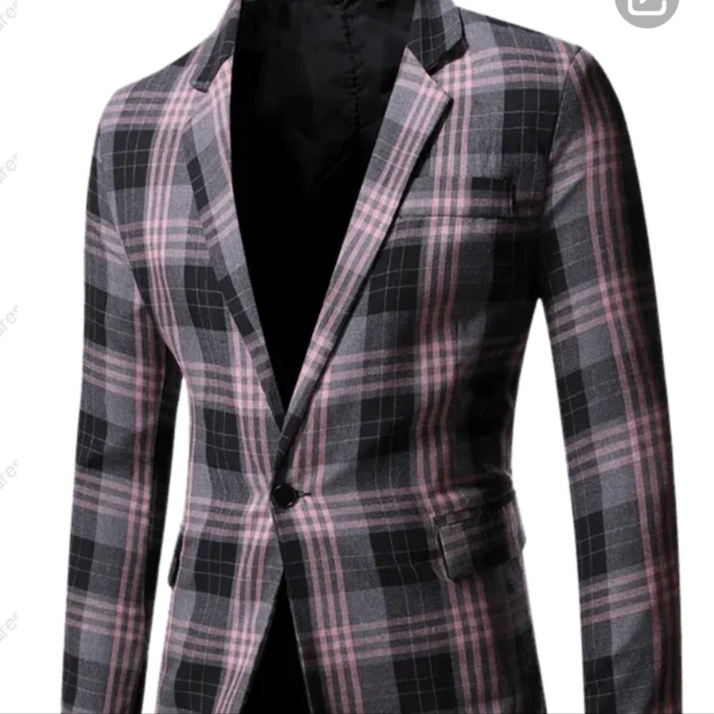 Men's ZMAN Side Vent Plaid Blazer S in Gray Multi, Blue Multi and Coffee Multi